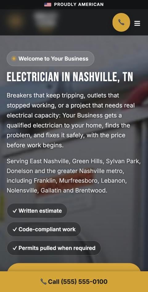 Electrical website on a phone